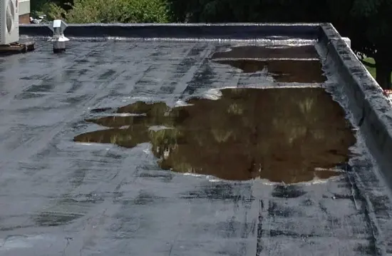 Pooling water on a commercial flat roof